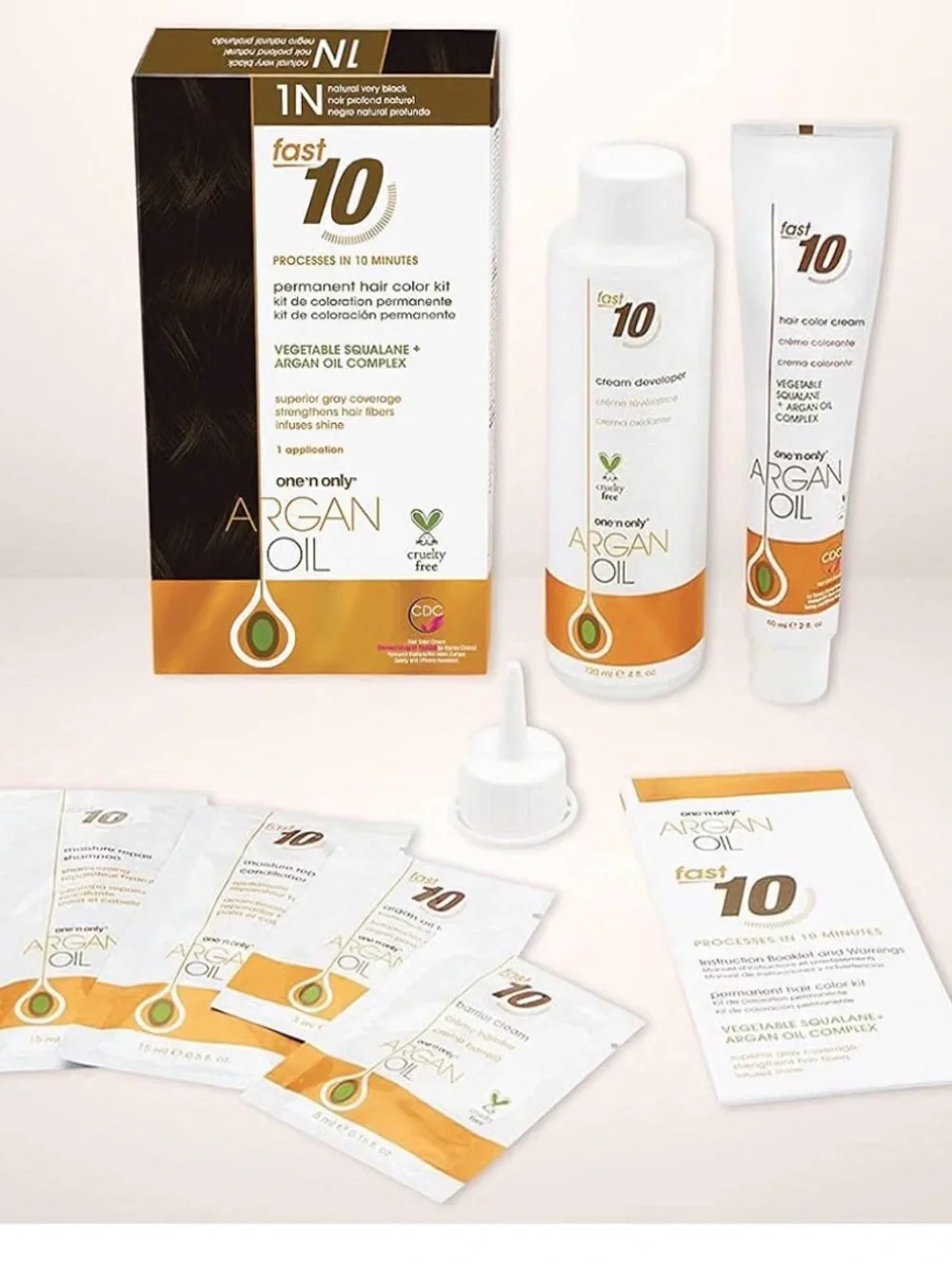 Argan Oil Fast 10 Permanent Hair Color Kit — 1N Very Black